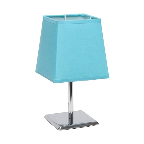 Mini Table Lamp With Squared Empire, Teal Mini Lamp Shade
