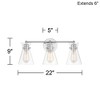 Possini Euro Design Emily Modern Wall Light Chrome Hardwire 22" 3-Light Fixture Clear Glass Shade for Bathroom Mirror Vanity Home - 4 of 4