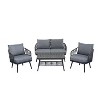 Dexmalle 4-Piece Outdoor Patio Furniture Set,Metal Chairs with Woven Rope U-Shaped Backrest with Thick Cushions and Coffee Table - 3 of 4