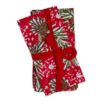 tagltd Tis The Season Christmas Holiday Red and Green Cotton Napkin Set Of 4