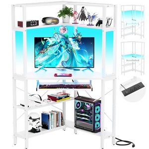 Besiost Corner Computer Desk with Hutch, Gaming Desk with Keyboard Tray for Home Office - 1 of 4