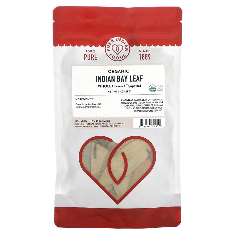 Pure Indian Foods Organic Indian Bay Leaf, Whole , 1 oz (28 g), 1 of 3