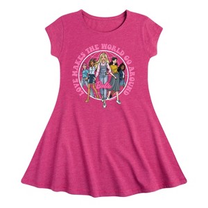 Girls' - Barbie - Love Makes the World Go Around Fit & Flair Cap Sleeve Dress - 1 of 1