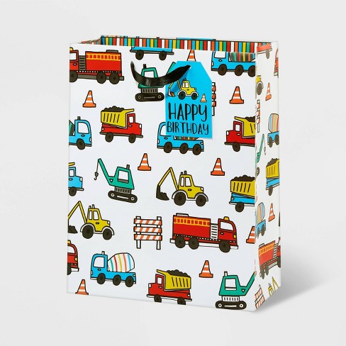 Construction Trucks Handy DIY Worker Children's Birthday Celebration Gift Wrapping  Paper Present 