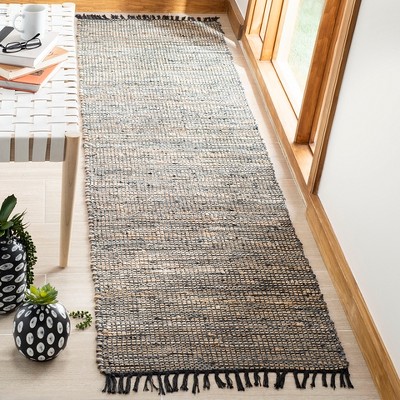 Mod-Chic Gray Cowhide Handwoven Leather Accent Rug - 2' x 3'