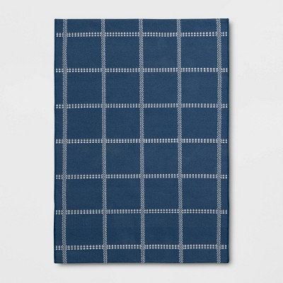 4'x5'6" Checkered Power Loom Woven Area Rug Blue - Room Essentials™: Cotton & Polyester, Flat Pile, Indoor Use, Check Pattern
