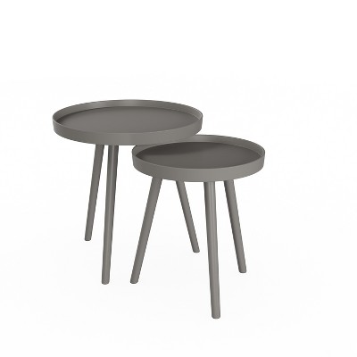 Brown Mid-Century Modern Round Nesting End Tables Set