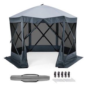 Camping Gazebo Tent, Pop Up Canopy Screen Tent 6 Sided with Mesh Windows and Carry Bag for Camping,Patio, Backyard, Lawn - 1 of 4