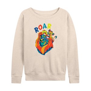 Women's - Disney - Mufasa & Simba Lightweight French Terry Wide Neck Long Sleeve Shirt - 1 of 4