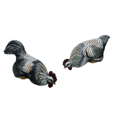 Transpac Resin Colorful Farmhouse Peeking Chicken Figurines Set of 2 Home Tabletop Mantel Decorations