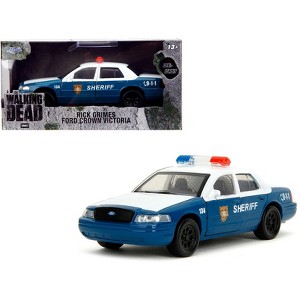 Rick Grimes' Ford Crown Victoria "Sheriff" Blue and White "The Walking Dead" (2010-2022) TV 1/32 Diecast Model Car by Jada - 1 of 4