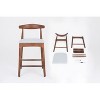 Walnut mid century modern design solid wood bar stool, upholstered bar stool with wooden legs - 3 of 4