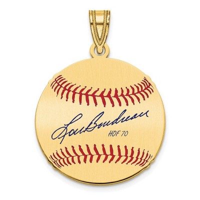 Black Bow Jewelry 14K Gold Plated Lou Boudreau Signature SM Enamel Baseball Pendant