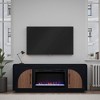 65" Veneer Fireplace TV Stand with Two Doors, Two Shelves, and Electric Fireplace Insert, Clove and Natural Walnut Finish - 2 of 4