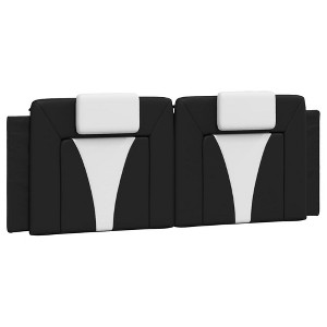 vidaXL Headboard Cushion Black/White Faux Leather 53.9"x1.2"x19.3" - Ultra-Soft Foam Back Pillow w/Straps - 1 of 4
