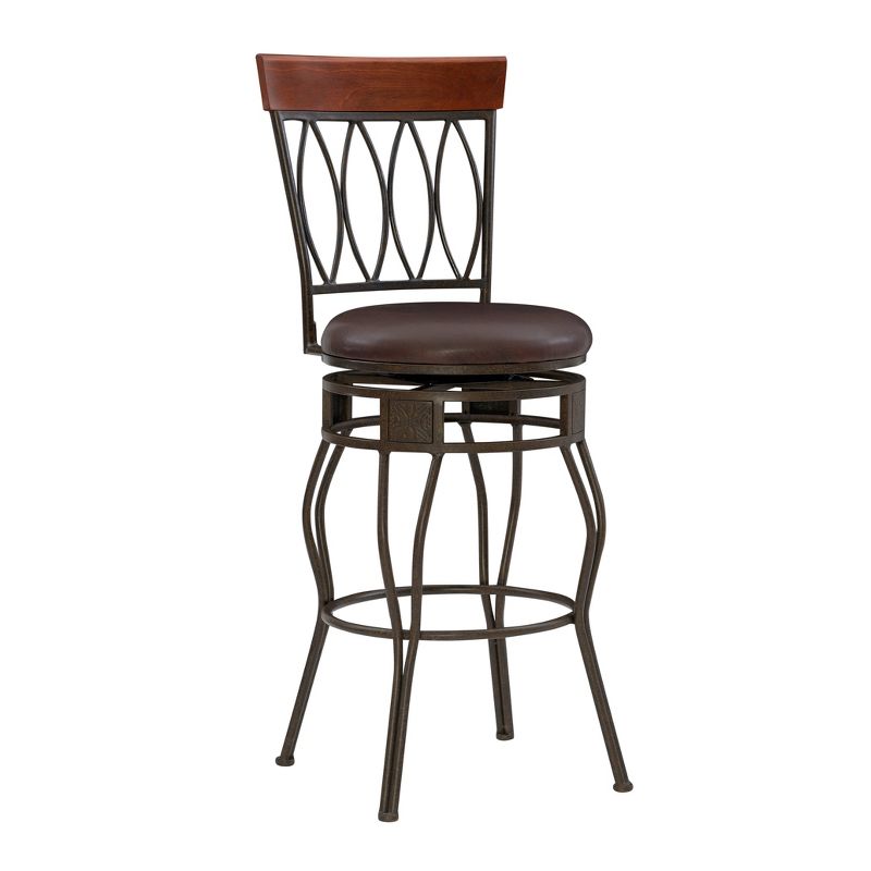 30&#34; Flynn Faux Leather Padded Swivel Seat Barstool Bronze - Linon, 1 of 13