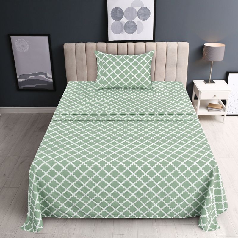 4 Piece Geometric Patterns Deep Pocket Sheet Set Printed Bed Sheets with Pillowcase Premium Soft Microfiber Sheets, 3 of 6
