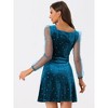 INSPIRE CHIC Women's Mesh Sheer Puff Long Sleeve Square Neck Glitter Star Mini Velvet Dress - 4 of 4