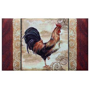 Kate Aurora Montauk Accents Country Barn Farmhouse Rooster Welcome Outdoor Rubber Entrance Mat 18x30 - Morning Call