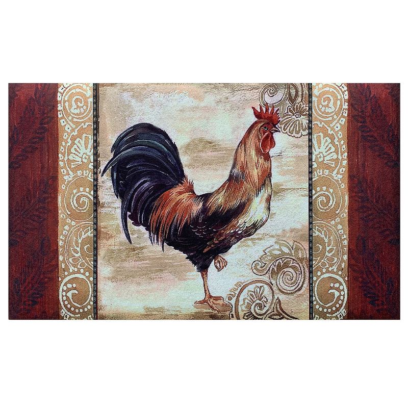 Kate Aurora Montauk Accents Country Barn Farmhouse Rooster Welcome Outdoor Rubber Entrance Mat 18x30 - Morning Call, 1 of 5