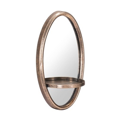 ZM Home 12" Luxe Oval Mirrored Shelf Gold