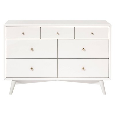 Palma Mid-Century Modern 7-Drawer Dresser with Brushed Metal Hardware