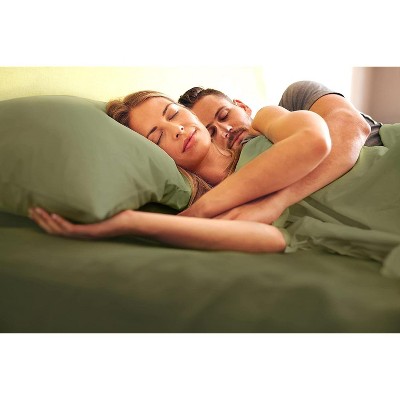Sage Green Queen Cotton Flat Sheet Set