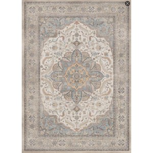Abynow Floral Loomed Machine Washable Area Rug - 1 of 4