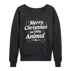 Women's - Home Alone - Merry Christmas Filthy Animal Lightweight French Terry Wide Neck Long Sleeve Shirt - 1 of 4