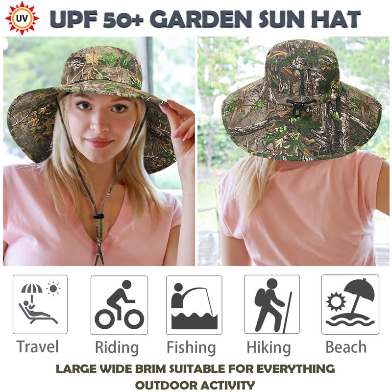 Tirrinia Camo Wide Brim Women UV Sun Protection Hat for Outdoor Garden Hiking Safari, 3 of 7