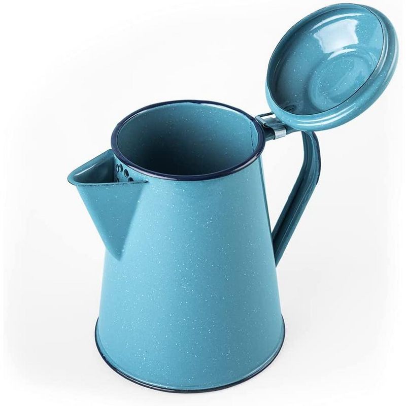 Cinsa Enamelware Coffee and Tea Pot (Turquoise Color) - 8 Cups , Hot Water for Coffee and Tea - Light and Resistant, 2 of 8