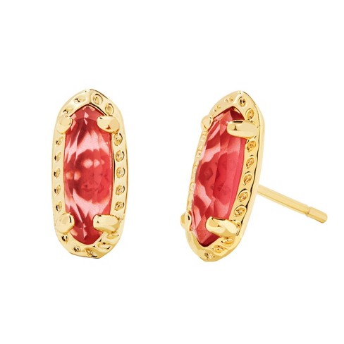 Clear glass and gold stud earrings