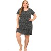 Agnes Orinda Women's Plus Size Short Sleeve Floral Pattern Round Neck Nightgown - 2 of 4