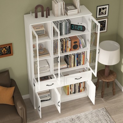 FUFU&GAGA Large Combo Storage Cabinet Glass Door Display Cabinet Combined Cabinet Organiser