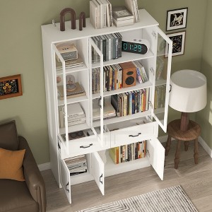 FUFU&GAGA Large Combo Storage Cabinet Glass Door Display Cabinet Combined Cabinet Organiser - 1 of 4