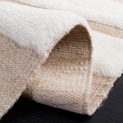 Ivory Beige Hand-Knotted Wool Shag Area Rug 4' x 6'