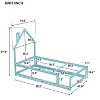 CAVINAS Twin Size Wood Montessori Bed,Modern Floor Bed with House-Shaped Headboard and Fences,Toddler Bed for Bedroom - 3 of 4