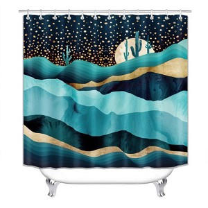 Blue Ocean Wave Mountain Shower Curtains for Bathroom Waterproof Fabric Bath Curtain Durable Soft Stylish Bathroom Decor 72x72 Inch - 1 of 1