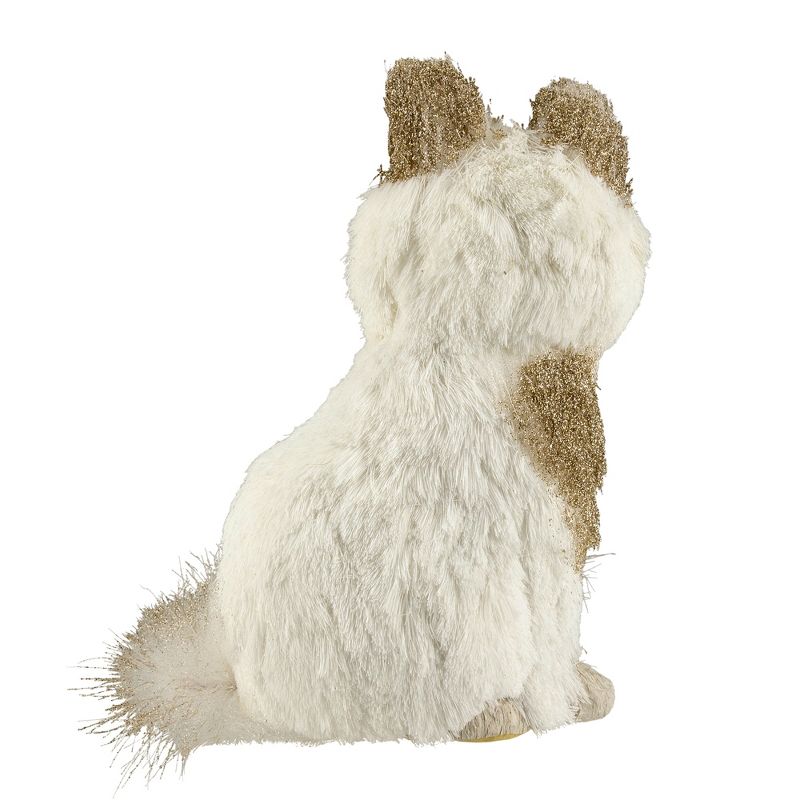 Northlight 9.25" White Sisal Fox with Gold Glitter Christmas Figure, 5 of 6