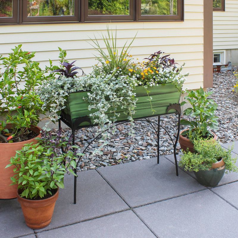 ACHLA Designs Indoor/Outdoor Rectangular Galvanized Steel Flower Planter Box with Iron Stand, 6 of 9