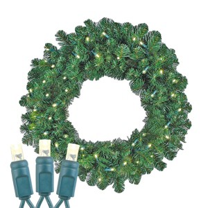 Novelty Lights Artificial LED Pre-Lit Christmas Wreath, Colorado Green Pine Greenery, Christmas Decoration - 1 of 4