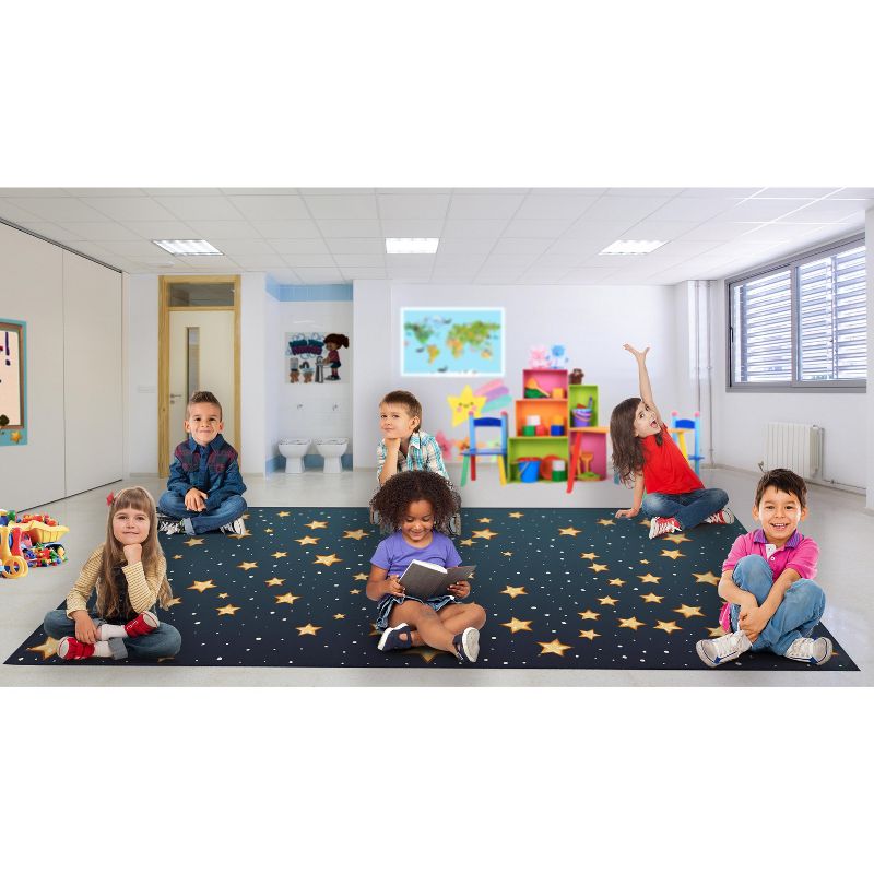 Deerlux 6 ft. Social Distancing Colorful Kids Classroom Seating Area Rug, Starry Sky Design, 3 of 8