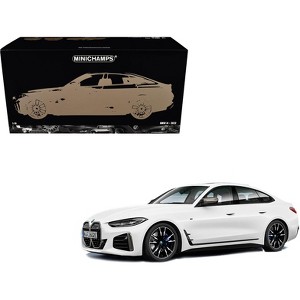 BMW i4 White Metallic 1/18 Diecast Model Car by Minichamps - 1 of 3