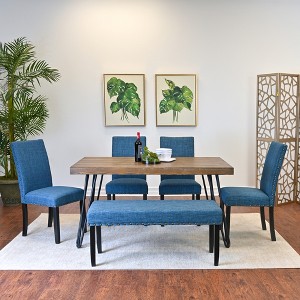 6-Piece Dining Set with 4 Chairs and Upholstered Bench - 1 of 4