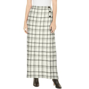 Jessica London Women's Plus Size Side-Button Wool Skirt - 1 of 4