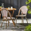 SKRAN Outdoor PE Rattan and Aluminum French Bistro Chairs, Set of 2, Rusted Red & White, Bamboo Print Finish for Garden, Patio, Outdoor - 2 of 4