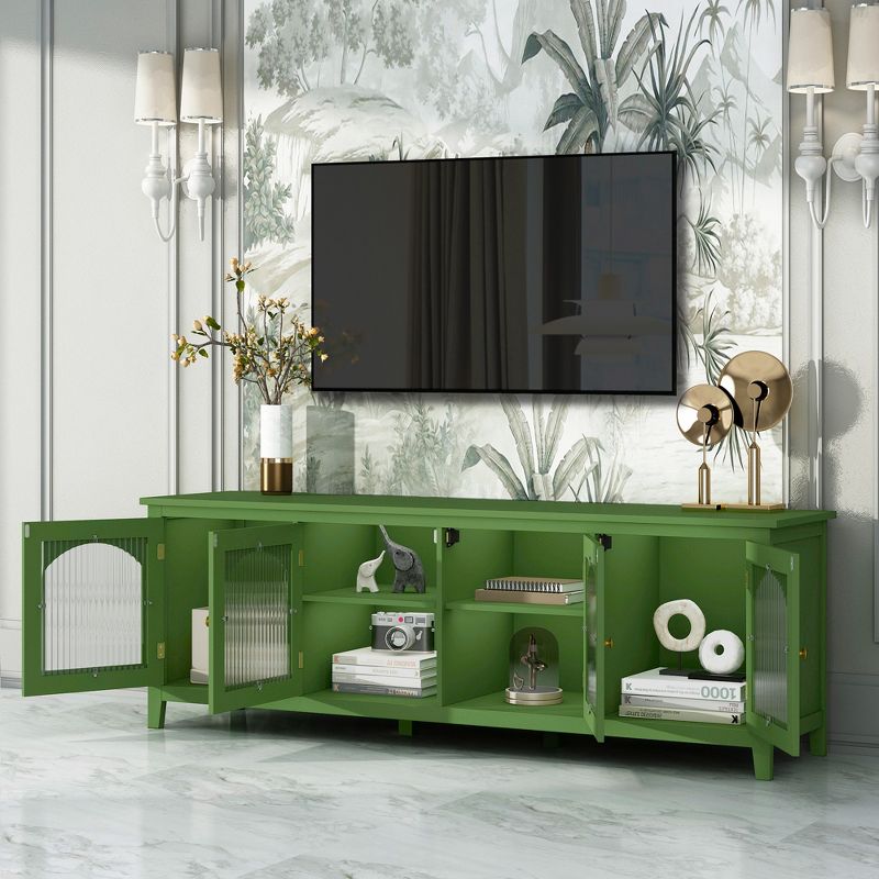 70.9" Stylish TV Stand with 4 Glass Door and Metal Handle, Media Entertainment Center for 79" TV 4A - ModernLuxe, 2 of 12