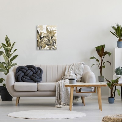 Tropical Beige and Gray Botanical Canvas Wall Art, 16 x 20