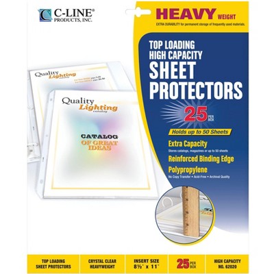 C-Line High Capacity Poly Sheet Protectors, 8-1/2 x 11 Inches, Clear, pk of 25