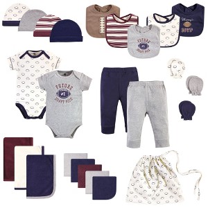 Hudson Baby Infant Boy Layette Start Set Baby Shower Gift 25pc, Football, 0-6 Months - 1 of 4